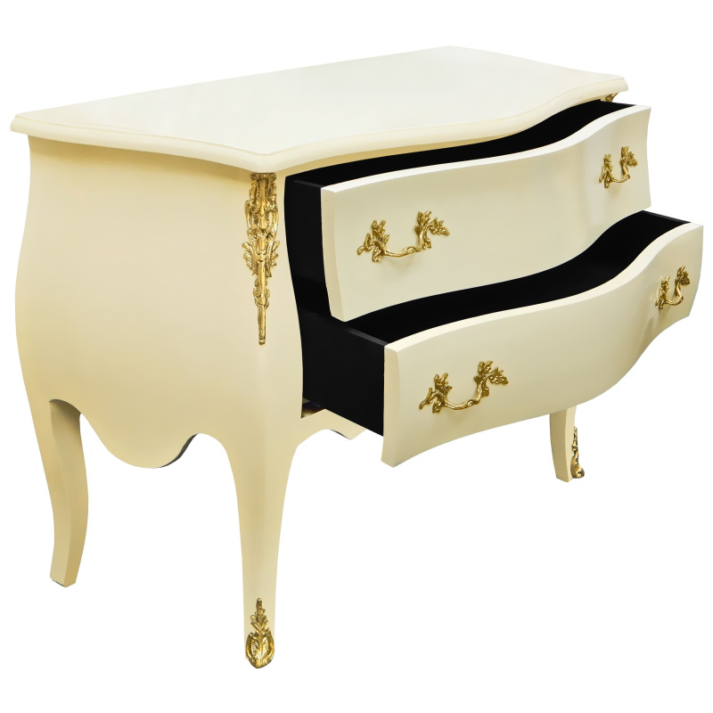 Baroque Chest Of Drawers Of Louis XV Style Beige And Gold Bronzes