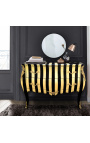 Baroque dresser Louis XV style black and gold striped with 2 drawers