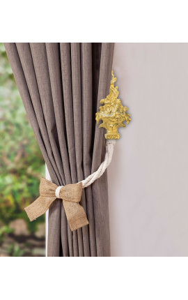 Paar bronzen curtainhouder &quot;Bouquet van bloemen&quot;