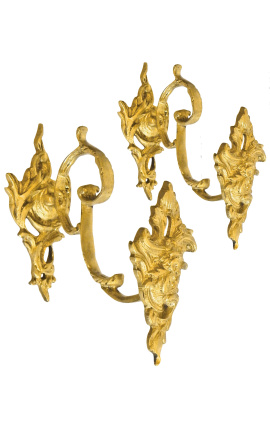 Pareja de soporte de cortina de bronce "Bouquet y acanthus"