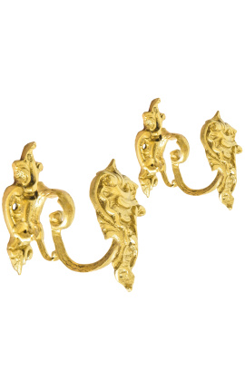 Coppia porta tenda in bronzo "Piccolo acanthus"