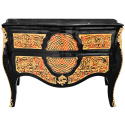 Grande commode marqueterie Boulle de style Napoléon III marbre noir