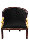 Gran bergère Estilo Imperio terciopelo negro y madera de caoba