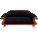 Grand sofa fransk empire stil sort stof og mahogni træ