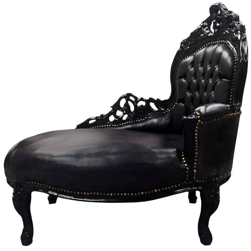 Barok chaise longue met zwart hout