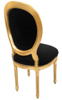 Silla estilo Luis XVI terciopelo negro y madera de oro