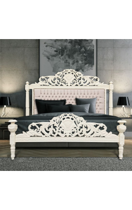 Baroková posteľ s bežnou sametovou tkaninou a bežným lakovaným drevom.