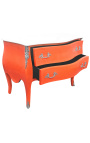 Barok kommode (kommode) af stil Louis XV orange og hvid top med 2 skuffer