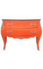 Barok kommode (kommode) af stil Louis XV orange og hvid top med 2 skuffer