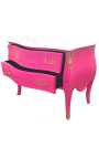 Barok kommode af stil Louis XV pink og hvid top med 2 skuffer