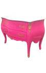 Barok kommode af stil Louis XV pink og hvid top med 2 skuffer