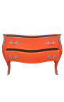 Barok kommode (kommode) af stil Louis XV orange og hvid top med 2 skuffer