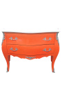 Barok kommode (kommode) af stil Louis XV orange og hvid top med 2 skuffer