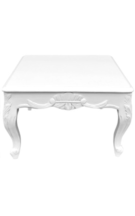 Štvorcový konferenčný stôl baroková biela lesklá farba