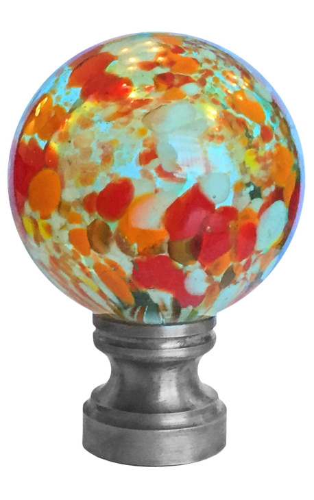 Boule d'escalier en verre soufflé transparente façon Murano