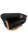 Sofa "Tulpen" 3 sitzer kunst deco stil elm und schwarze lederette