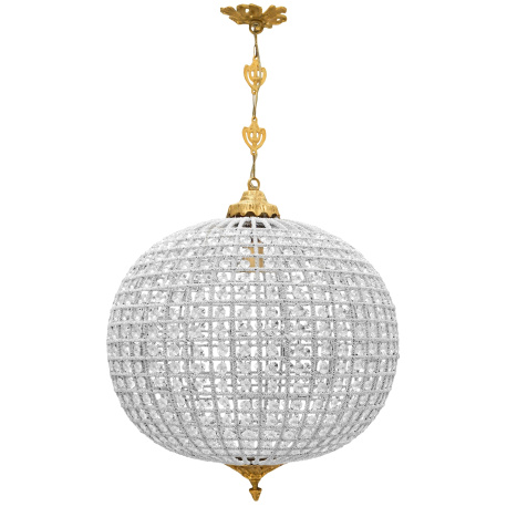 Large ball chandelier with clear glass and gold bronze