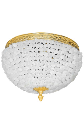 Lampadario soffitto con decorazioni in vetro satinato e bronzo