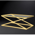 Koffie tafel "Zephyr" in goud finish staal en glas top