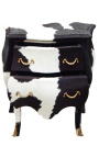 Nightstand (Bedside) real cow leather with 2 drawers and gold bronzes