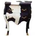 Nightstand (Bedside) real cow leather with 2 drawers and gold bronzes