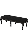 Plano Bench Louis XV estilo de terciopelo negro tela y madera negra