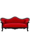 Barroco Sofa Napoléon III terciopelo negro y madera lacada negra