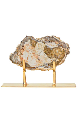 Gefossiliseerd hout op een gouden metalen standaard Model 2