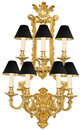 Veľká nástenná lampa v bronce Napoleon III štýl so 7 svietnikmi