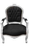 baroque armchair for child black and silver wood