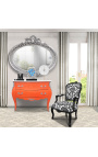 Barok kommode (kommode) af stil Louis XV orange og hvid top med 2 skuffer