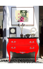 Baroque dresser of style Louis XV red and black top with 2 drawers