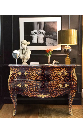 Barokke klede av stil leopard Louis XV med to skuff og gullbronse