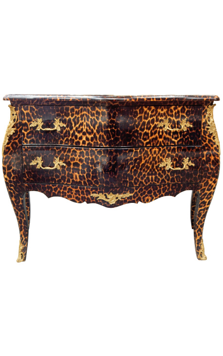 Comoda baroc de stil leopard Ludovic al XV-lea cu 2 sertare si bronz auriu