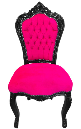 Barokový rococo štýl stoličky fuchsia ružový samet a čierne drevo