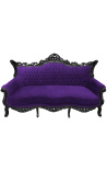 Baroque Rococo 3 seater purple velvet and black wood