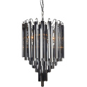 Chandelier "Livera" art Deco metaal en zwart glas pendanten