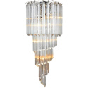 Large "Thyas" chandelier in silver metal with fringed glass pendants