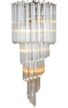 Large "Thyas" chandelier in silver metal with fringed glass pendants