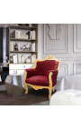 Sessel "fürst" Barock Stil rot Burgunder Samt und Gold Holz