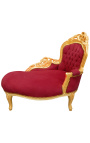 Baroková chaise longue burgundský samet s zlatým drevom
