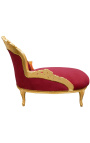 Baroková chaise longue burgundský samet s zlatým drevom