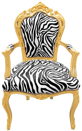 Krčma Barokový rokoko štýl Zebra tlačená tkanina a zlaté drevo