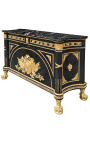 Großes Französisch Empire Style Dresser glänzend schwarz mit schwarzem Marmor