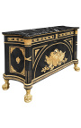 Großes Französisch Empire Style Dresser glänzend schwarz mit schwarzem Marmor