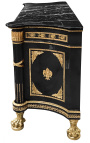 Großes Französisch Empire Style Dresser glänzend schwarz mit schwarzem Marmor