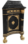 Großes Französisch Empire Style Dresser glänzend schwarz mit schwarzem Marmor