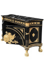 Großes Französisch Empire Style Dresser glänzend schwarz mit schwarzem Marmor