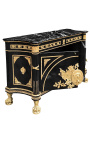 Großes Französisch Empire Style Dresser glänzend schwarz mit schwarzem Marmor