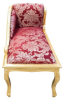 Scaun baroc lung roșu satin fabric "Gobelini" model și lemn de aur